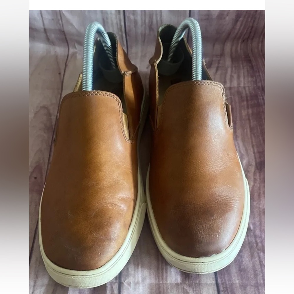 Olukai Drop Heel Leather Slip On Shoes  W 8.5